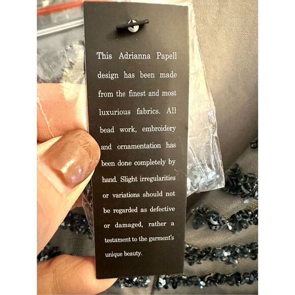 NWT Adrianna Papell Plus size Sequined V-Neck Sheath Dress in Pewter Silver.  Si - Picture 7 of 10
